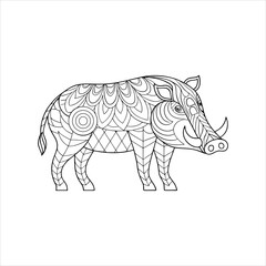 Fototapeta premium Warthog Ornamental Art Vector Illustration