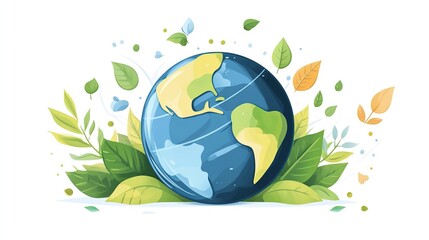 Earth surrounded by green leaves illustrating the importance of environmental protection and sustainability