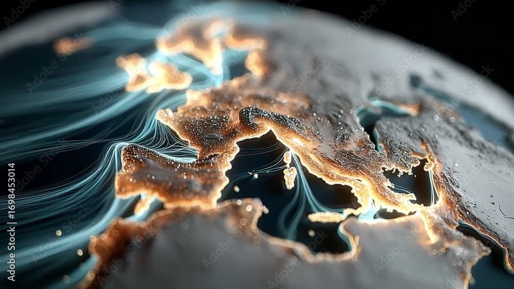 Poster global network: a mesmerizing illuminated map of the world, showcasing a intricate network of connec