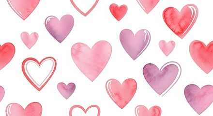 Charming Watercolor Hearts Pattern for Romantic Celebrations and Designs