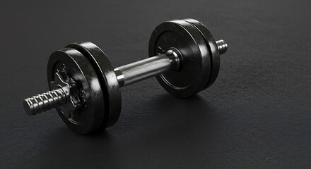 Metal Dumbbell Weights on Dark Surface for Strength Training and Fitness Equipment