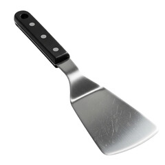 Kitchen Spatula Turner Tool Stainless Steel Cooking Utensil with Black Handle Isolated on transparent background