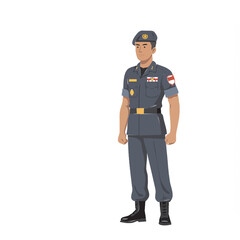Illustration of a Navy Officer in Uniform Standing at Attention, Vector Art