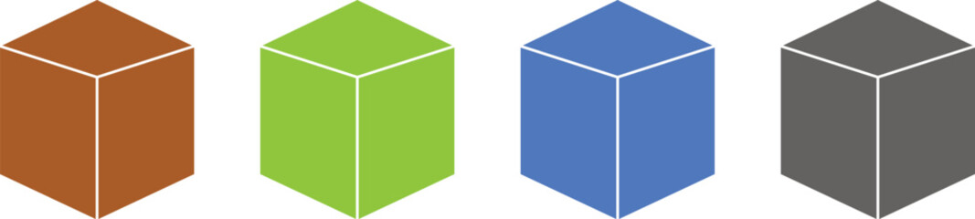 Colorful Isometric 3D Cuboids, Abstract 3D Geometric Shapes