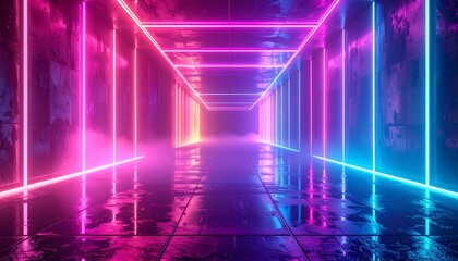 Neon corridor with vibrant colors (2)
