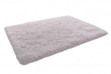 Cozy pink rectangular rug with fluffy texture isolated on transparent background, perfect for interior design visualizations