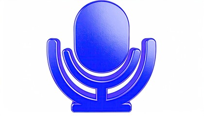 Blue Metal 3D Microphone Icon