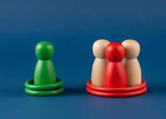 The person is in the minority on the issue. Social isolation and dissenting views, or underrepresented voices. Resistance  and alternative thinking or being excluded from the majority opinion