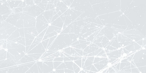 Abstract gray polygon mesh with dark connecting nodes and thin lines forming a web-like digital structure. The low-poly pattern creates depth and modern minimalism, evoking themes of AI, blockchain, 