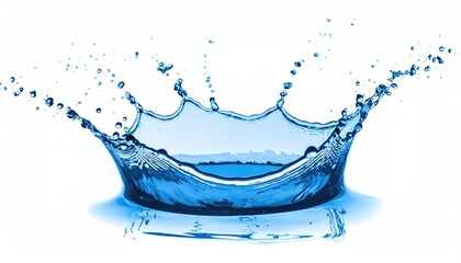 Blue Water Splash Crown on White Background