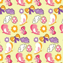 seamless pattern with birds and flowers