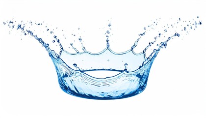 Blue Water Splash Crown on White Background