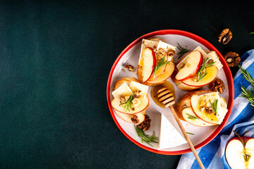 Autumn Apple Brie Crostini with Walnuts and Honey