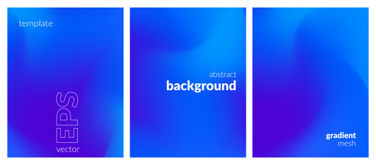 Abstract liquid background set. Gradient mesh. Effect bright color blend. Blurred fluid colorful mix. Modern design template for web covers, ad banners, posters, brochures, flyers. Vector image EPS