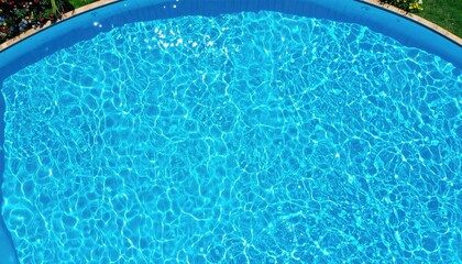 Bright Blue Pool Water Surface Texture With Sunlight Reflections