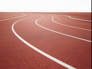 Fototapeta premium Athletics running track curve with perspective depth for sports and competition