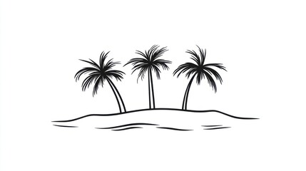 Simple palm trees on island
