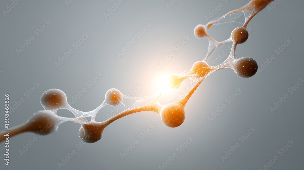 Poster glowing interconnected neural network nodes representing advanced artificial intelligence technology
