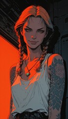 Beautiful woman character, futuristic look. abstract-looking style 