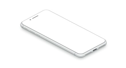 Sleek Silver Smartphone with White Screen on White Background
