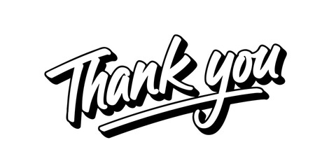 Script thank you text with simple lettering design