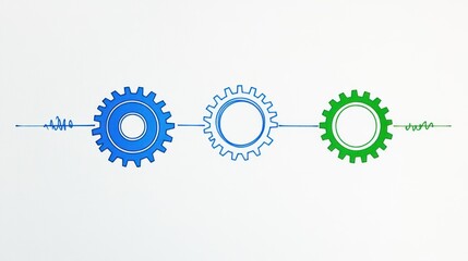 Three connected gears