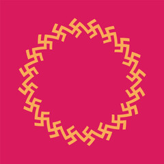 Swastika - a Hindu religious motifs background. A round border with empty space made with Swastika symbol. Layout template for Hindu religious events.