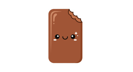 Cute Cartoon Chocolate Bar with a Bite Taken Out.