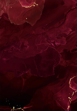 Classic magenta marble stone surface vector design background. Dark red ruby geode wedding invitation. Precious gem card texture. Golden glitter art. Wine red save the date. Elegant burgundy template