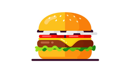 Deliciously Illustrated Hamburger with Sesame Seed Bun.