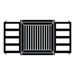Opened Shipping Container Silhouette. Black and White Icon Design Elements on Isolated White Background