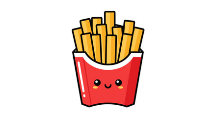 Adorable Kawaii French Fries in Red Cardboard Container.