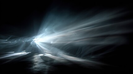 Light beams radiating from a point in dark space