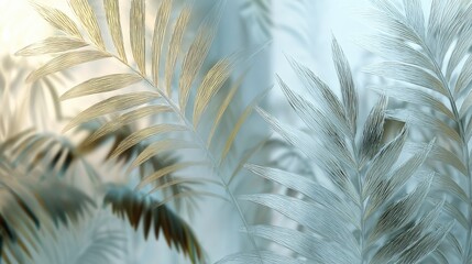 Pale gold palm fronds, soft light