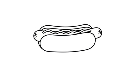 Simple Line Art Illustration of a Hot Dog.