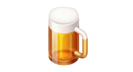 Isometric Illustration of a Full Beer Mug with Frothy Head.
