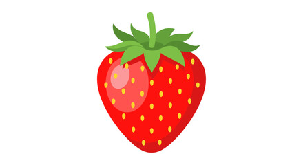 Vibrant Red Strawberry with Green Stem and Leaves.