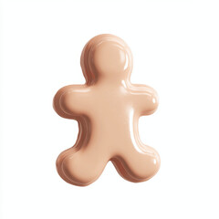3D Render of a Light Peach-Colored Gingerbread Man Cookie
