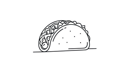 Simple Line Art Illustration of a Delicious Taco.