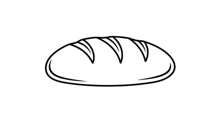 Simple black line art illustration of a whole loaf of bread with scoring marks on top.