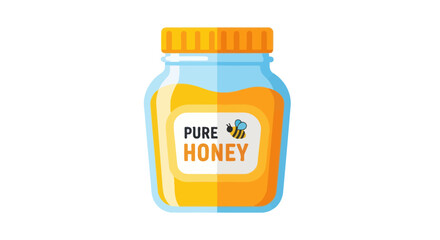 Jar of Pure Honey with Orange Lid and Label.