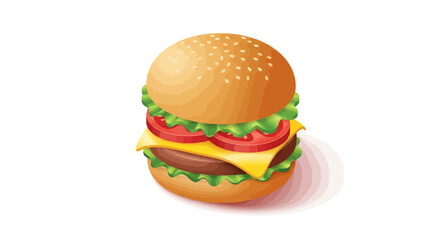 A delicious, classic cheeseburger with a beef patty, melted cheese, lettuce, and tomato on a sesame seed bun.