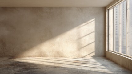 Minimal Sunlit Empty Room with Shadowed Wall