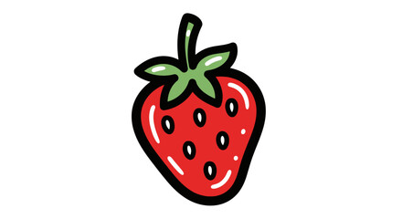 Cartoon Illustration of a Red Strawberry.