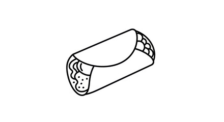 Simple Line Art Illustration of a Burrito Wrap.