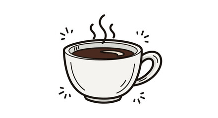 Steaming Cup of Coffee Illustration with Decorative Sparkles.