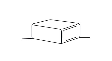 Simple Rectangular Block Object Outline Drawing.