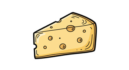Hand-drawn Illustration of a Wedge of Swiss Cheese.