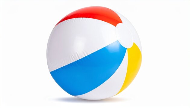 Colorful rubber bouncing ball with shiny striped surface lightweight flexible material safe for indoor and outdoor children play isolated on white background
