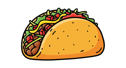 Cartoon Illustration of a Filled Taco.